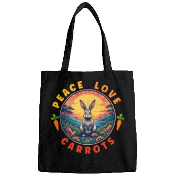 Discover Peace Love Carrots, Funny Rabbit Lover Retro Bags