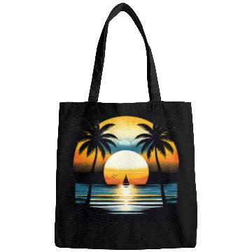 Discover Beautiful Tropical Sunset with Palm Trees Bags