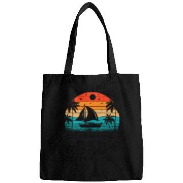 Discover Sailing Dad Cool Vintage Sunset Graphic Bags