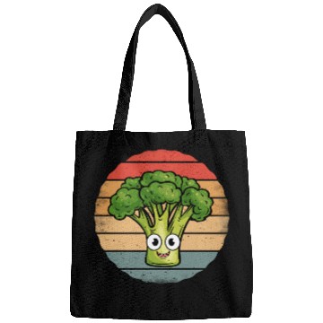 Discover Cute Smiling Broccoli Retro Vintage Sunset Bags
