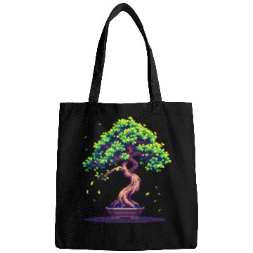 Discover Pixel Bonsai Tree – Retro Nature Serenity Bags