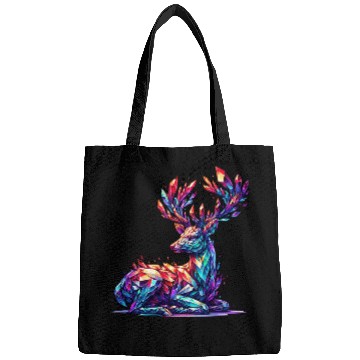Discover Vibrant Geometric Stag Artwork with Crystals Bags