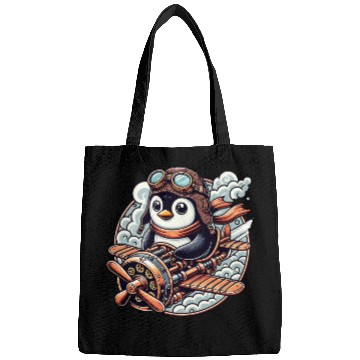 Discover Adventurous Penguin Pilot on Steampunk Plane Bags