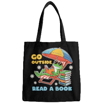 Discover Book Lover Frog Summer Beach Relaxing Reading Bags