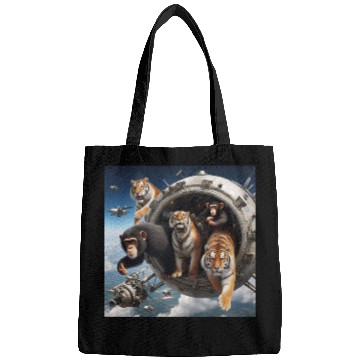 Discover Tigers and chimpanzees and bears spacecraft Bags