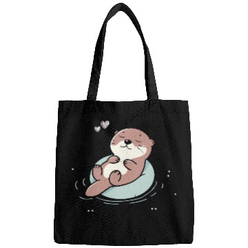 Discover Relaxed Otter – Cute Animal Illustration Bags