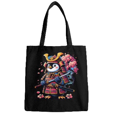 Discover Penguin Samurai with Cherry Blossoms Bags