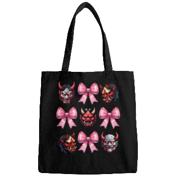 Discover Coquette Bow Oni Yokai Devil Mask Pink Mothers Day Bags