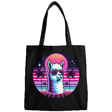 Discover Retro Neon Llama with Sunglasses Vibes Bags