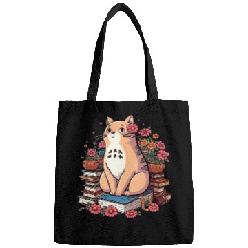 Discover Book Cat Floral Bags