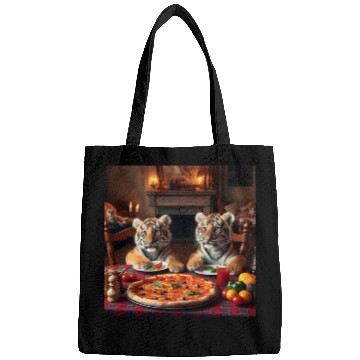 Discover Tiger Cubs eating pizza Bags