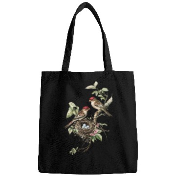 Discover Vintage Bird Nest Illustration Bags
