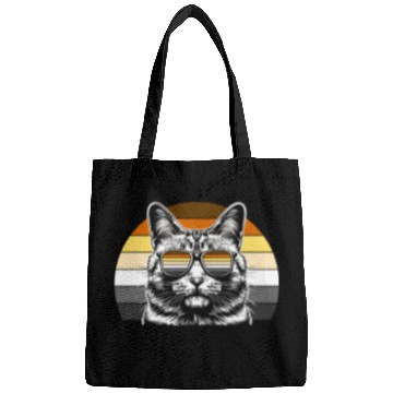 Discover Cool Bear Pride Cat with Sunglasses Retro Sunset Bags