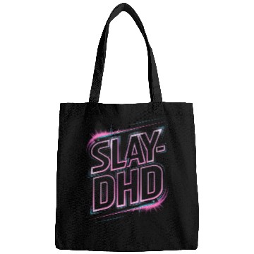 Discover Slay-DHD Neon Aesthetic Funny ADHD Design Bags