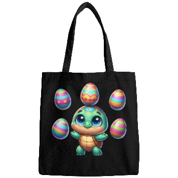 Discover Turtle juggling colorful Easter eggs Bags