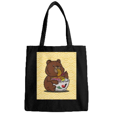 Discover Cute Bear Ramen - Kawaii Cartoon Brown Bear Bags