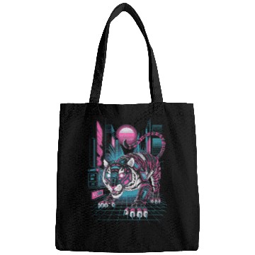 Discover Cyberpunk Neon Tiger Futuristic Design Bags