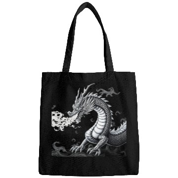 Discover A classic dragon breathing fire Merch Bags