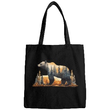 Discover Grizzly Bear Watercolor Illustration Bags