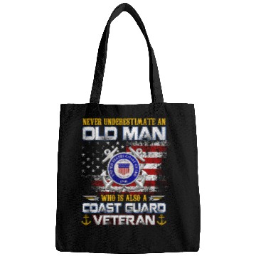 Discover Never Underestimate Old Man US Coast Guard Veteran Bags