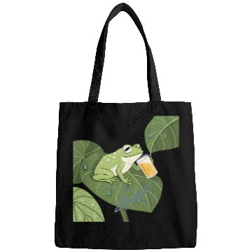 Discover Frog's Relaxing Moment with Beer on a Leaf Bags