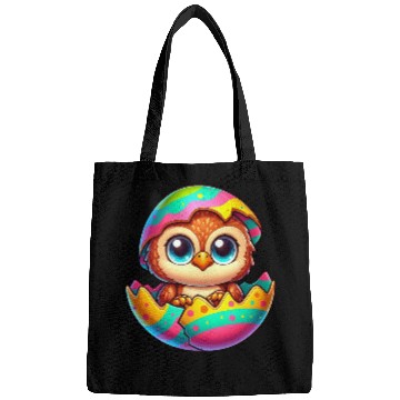 Discover Cute Owl Easter Egg Cartoon Hatching Colorful Bags
