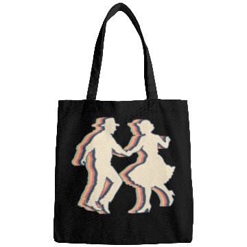 Discover Square Dance Dancing Retro Line Art Bags