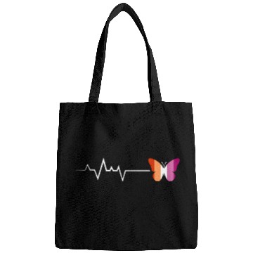 Discover Lesbian Heartbeat Butterfly Pride Flag Colors Art Bags