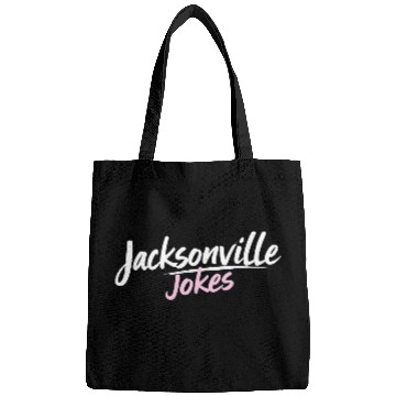 Discover Jacksonville Jokes Brushstroke Text Design in Pink Bags