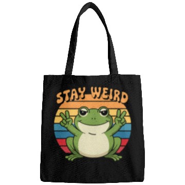 Discover Stay Weird Retro Frog Design Cute Cartoon Bags
