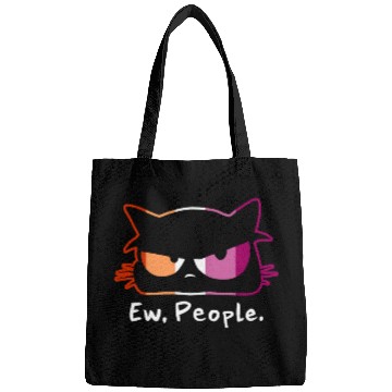 Discover Cat Grumpy Face Ew People Lesbian Pride Colors Bags