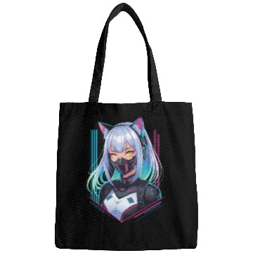 Discover Cyberpunk Girl Cat Ears Bags