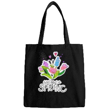 Discover Spring qoute flower illustration Bags