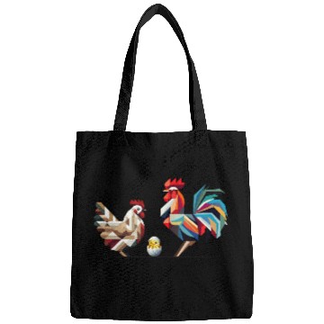 Discover Rooster, Hen, and Chick – Geometric Easter Motif Bags