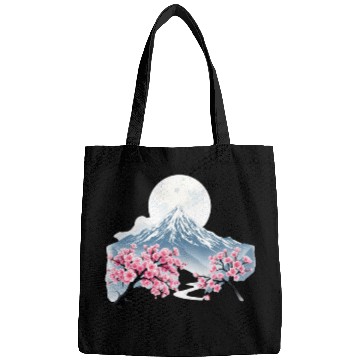 Discover Japanese mount fuji Sakura tree Cherry blossom Bags