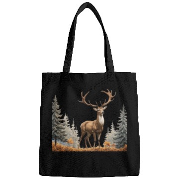 Discover Majestic Deer: A Golden Stance in Nature's Embrace Bags