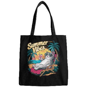 Discover Cool Cat Summer Vibes – Beach Relaxation Aesthetic Bags