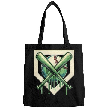 Discover Baseball and Bat Dripping Green Bags
