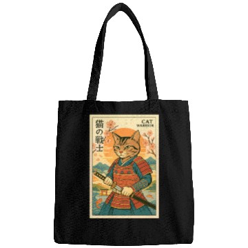 Discover Samurai Cat in Traditional Armor Art Bags