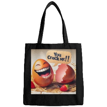 Discover A cracked Easter egg laughing with the caption Bags