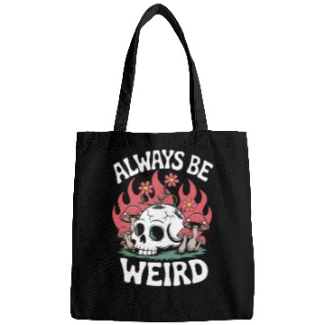 Discover Always Be Weird – Skull & Mushroom Psychedelic Art Bags