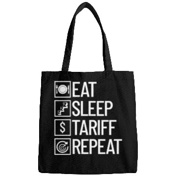 Discover Eat Sleep Tariff Repeat Funny Trump Tariff Bags