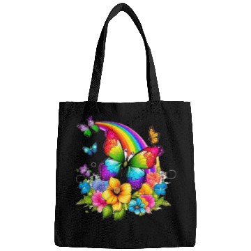 Discover Flower butterfly and rainbow Bags
