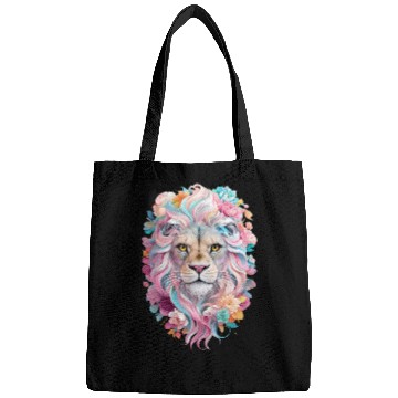 Discover Lion Illustration Surrounded By Floral Bags