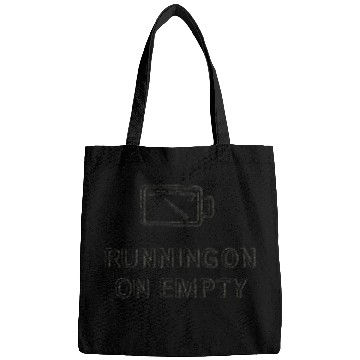 Discover RUNNING ON EMPTY – Black Thread on Beige Bags