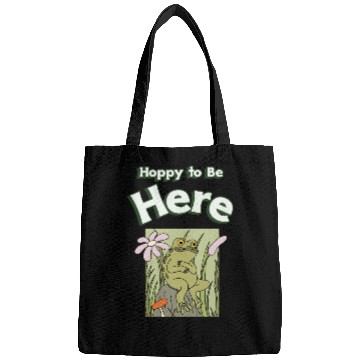 Discover Hoppy to Be Here Funny Frog Cartoon Bags