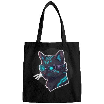 Discover Badass Cat Cyberpunk – Neon Feline from the Future Bags