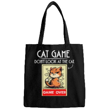 Discover Cat Meme Game Humor Don’t Look Game Over Design. Bags