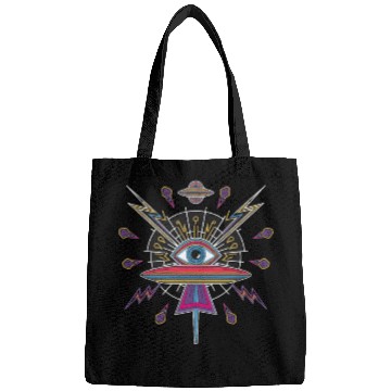Discover Psychedelic UFO Eye with Cosmic Lightning and Bags