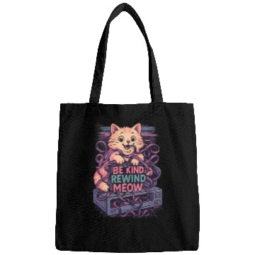 Discover Be Kind Rewind Meow Retro Vibe 80s 90s VHS Bags